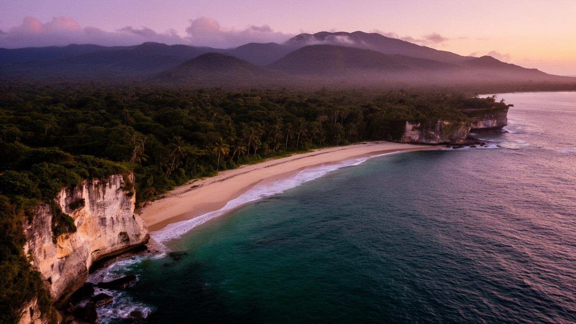 Dusk over the Samaná coastline